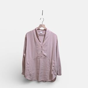 Poetry Size 18 Soft Pink Linen Shawl Collar Blouse